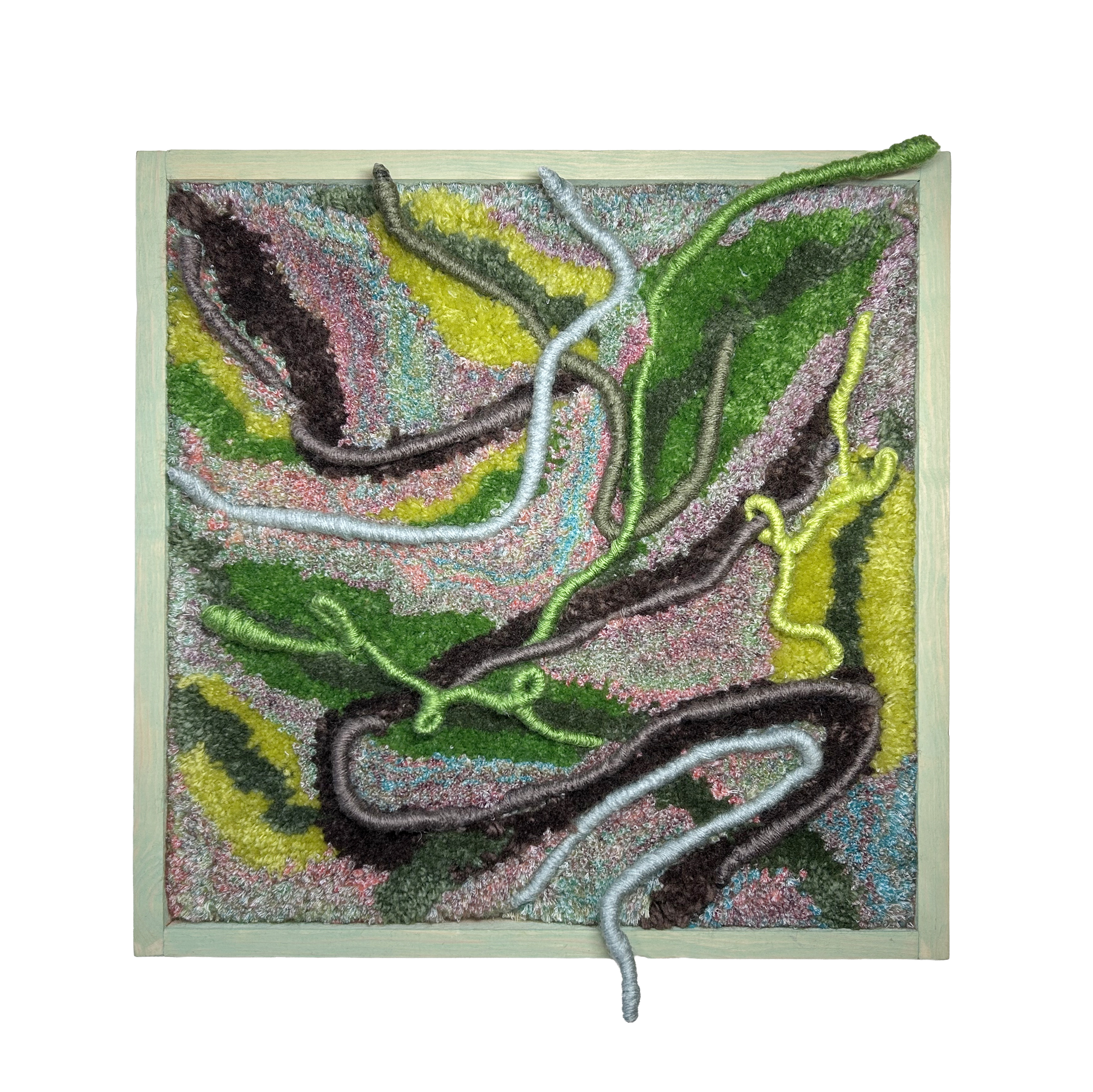 Tiempo de Hoja 1 and 2 - Tufting and Wrapped Yarn by Karla Luna, 2023